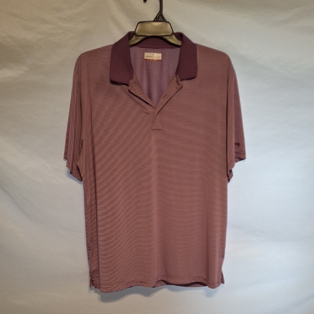 Men's Grand Slam Performance Polo Shirt Purple &White Striped Short Sleeve